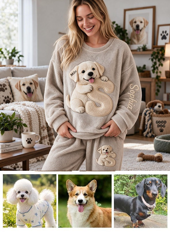Personalized Adult Yellow Labrador Retriever Fleece Lounge Set for Dog Lovers