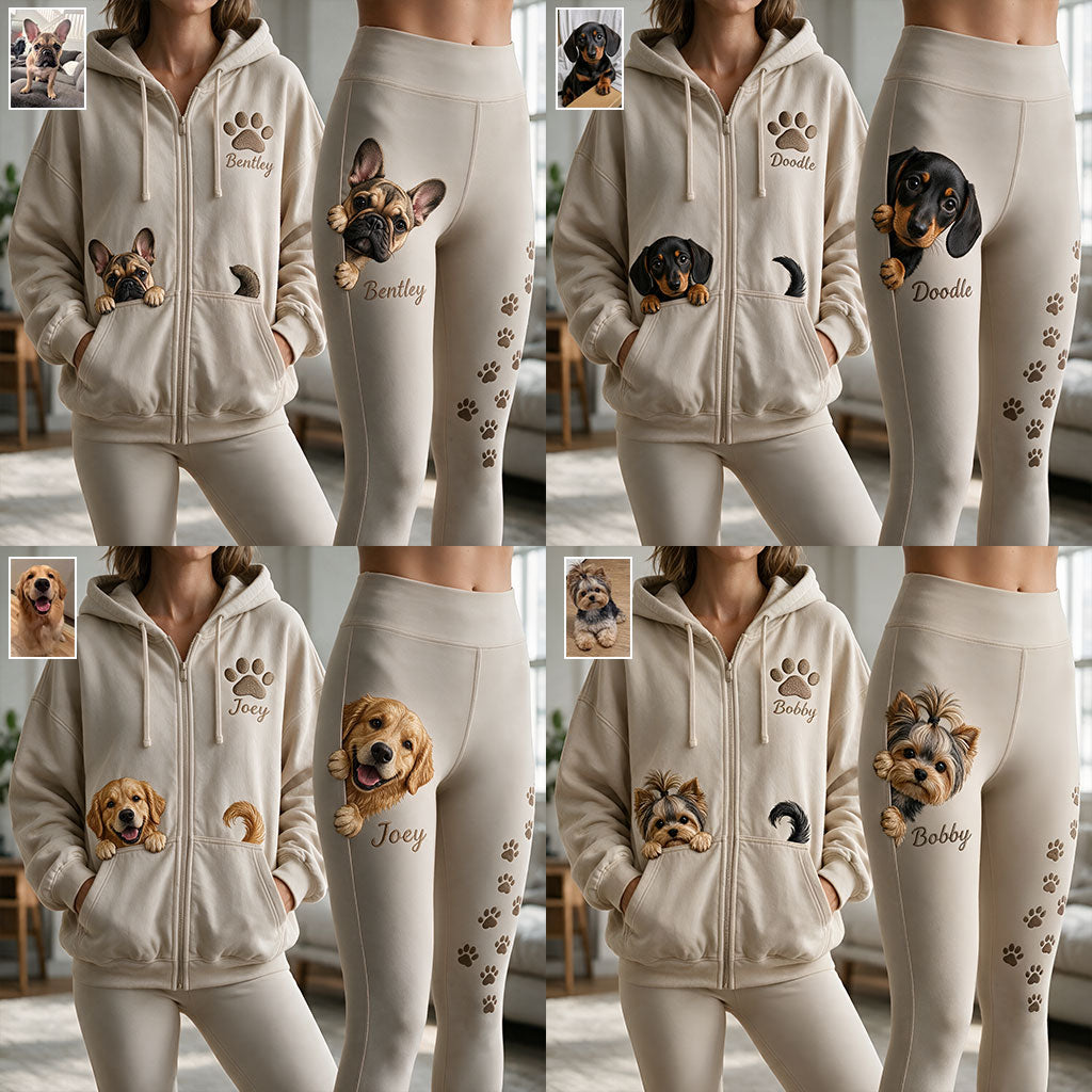 Personalized Yorkshire Terrier Zip Hoodie & Leggings Loungewear Set for Dog Lovers