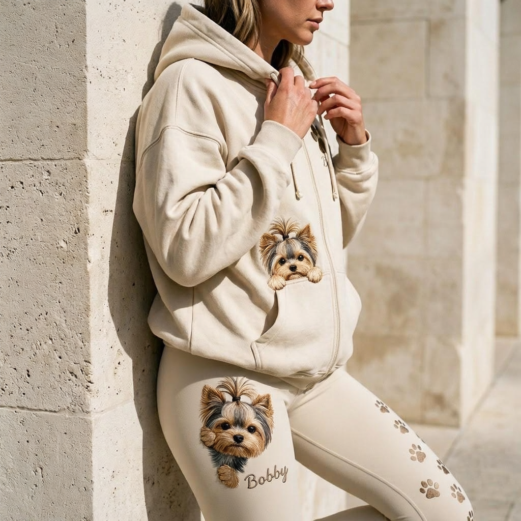 Personalized Adult Golden Retriever Zip Hoodie & Leggings Loungewear Set