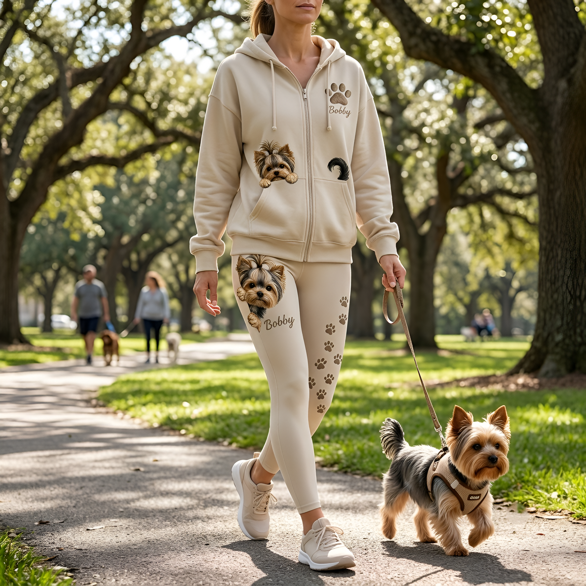 Personalized Fluffy Shih Tzu Zip Hoodie & Leggings Loungewear Set