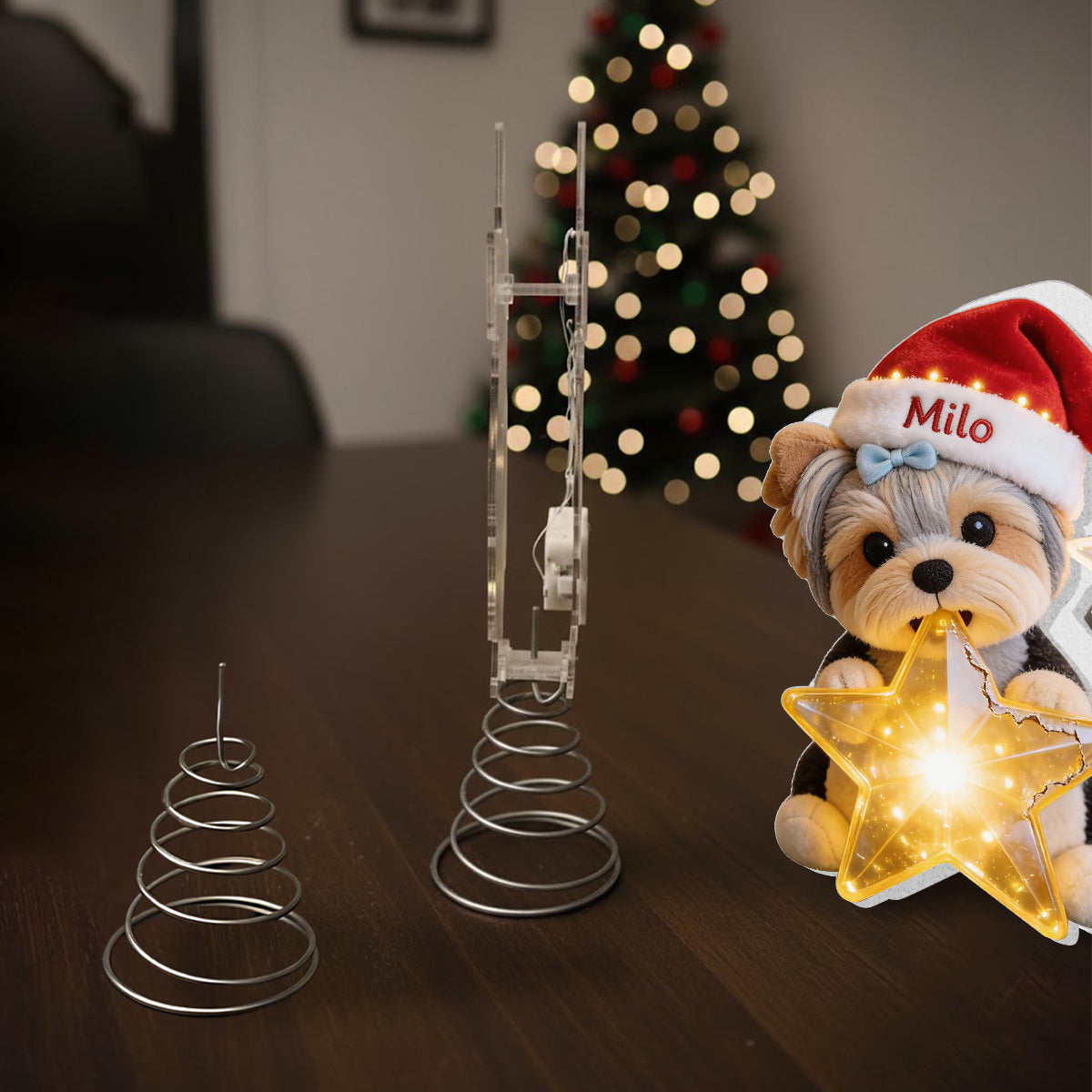 Personalisierter Weihnachtsbaum LED Licht Baumspitze für Hundeliebhaber
