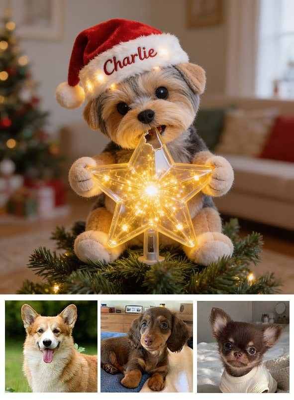 Personalisierter Weihnachts Yorkshire Terrier LED Lichtbaumspitze Geschenk für Hundeliebhaber