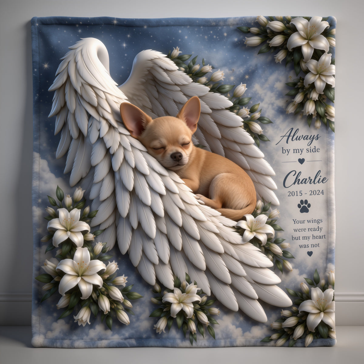 Personalized Pet Memorial Chihuahua Puppy Wearable Blanket Dog Loss Gift