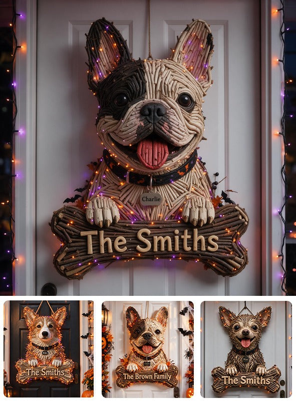 Personalized Halloween Black and White French Bulldog LED Light Acrylic Sign