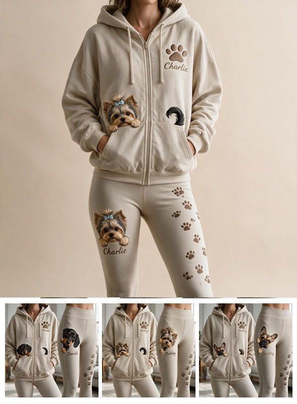 Personalized Yorkshire Terrier Zip Hoodie & Leggings Loungewear Set for Dog Lovers