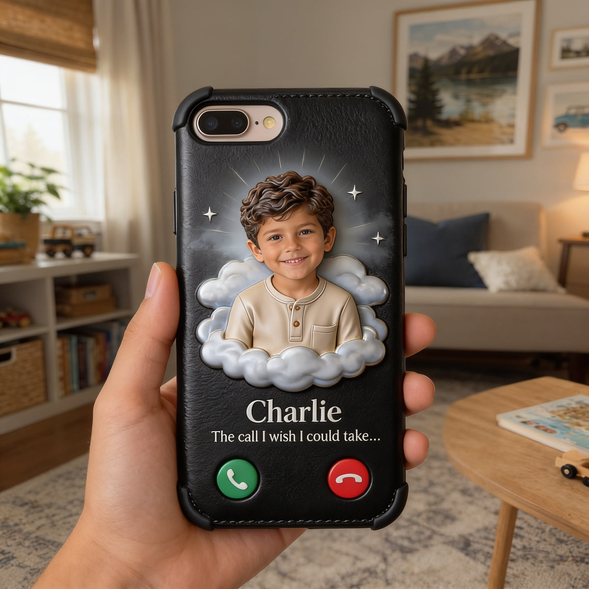 Personalized Latino Little Boy Memorial Leather Phone Case Sympathy Keepsake