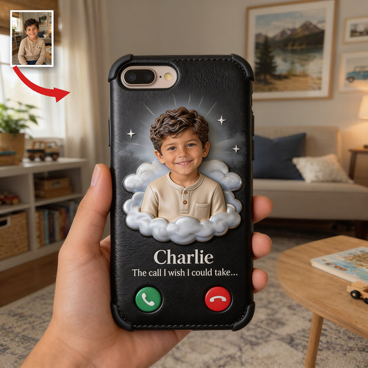 Personalized Latino Little Boy Memorial Leather Phone Case Sympathy Keepsake