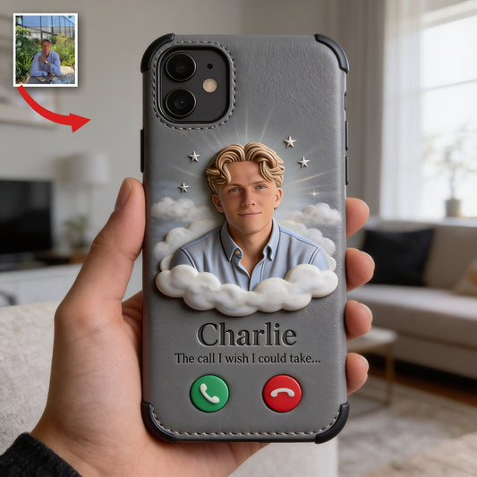 Personalized Memorial Man Leather Phone Case Remembrance Keepsake