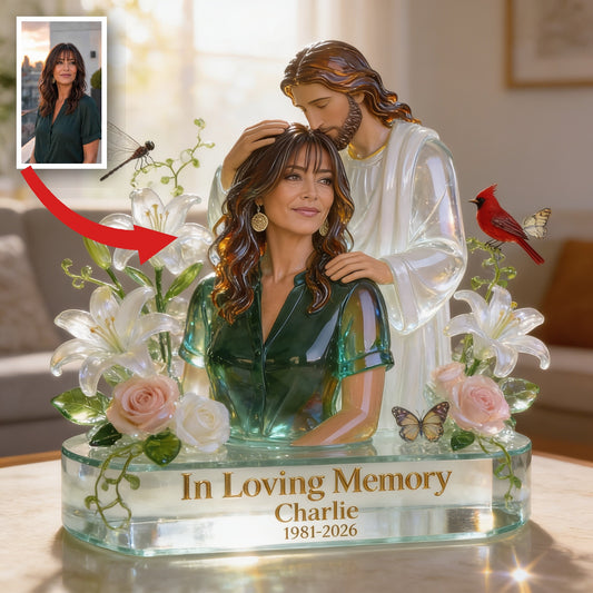 Personalized In Loving Memory Middle-Aged Latina Woman Custom Shaped Acrylic Plaque Memorial Gift