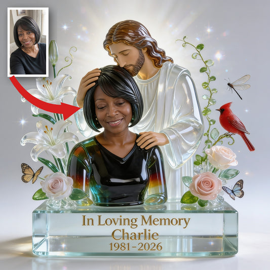 Personalized In Loving Memory Middle-Aged Black Woman Memorial Acrylic Plaque, Mom Wife Gift