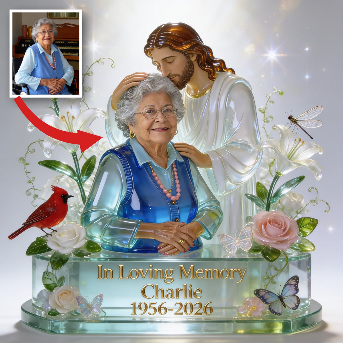 Personalized Memorial Older Latina Woman Grandma Custom Shaped Acrylic Plaque In Loving Memory Gift
