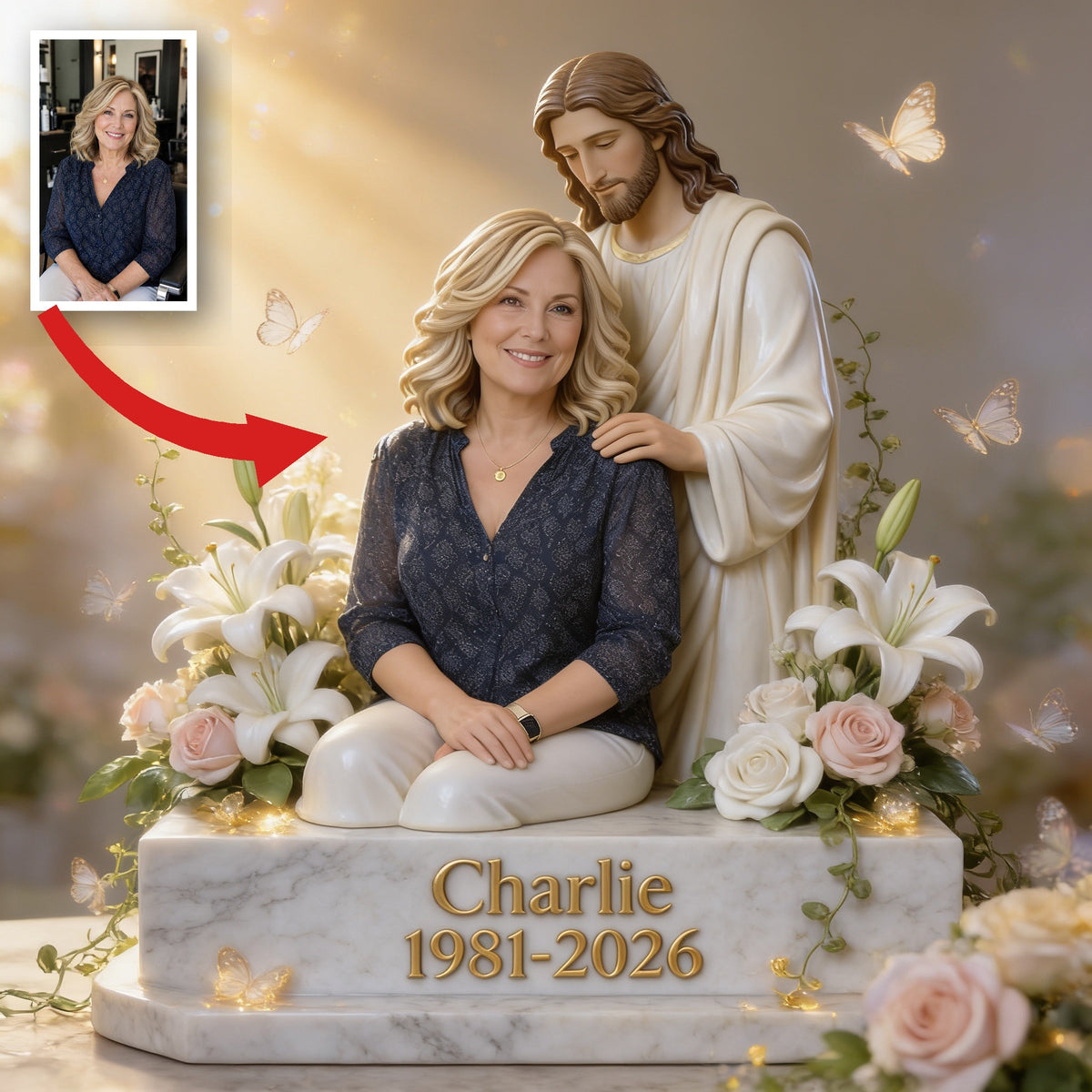 Personalized Memorial Middle-Aged Woman Custom Shaped Acrylic Plaque