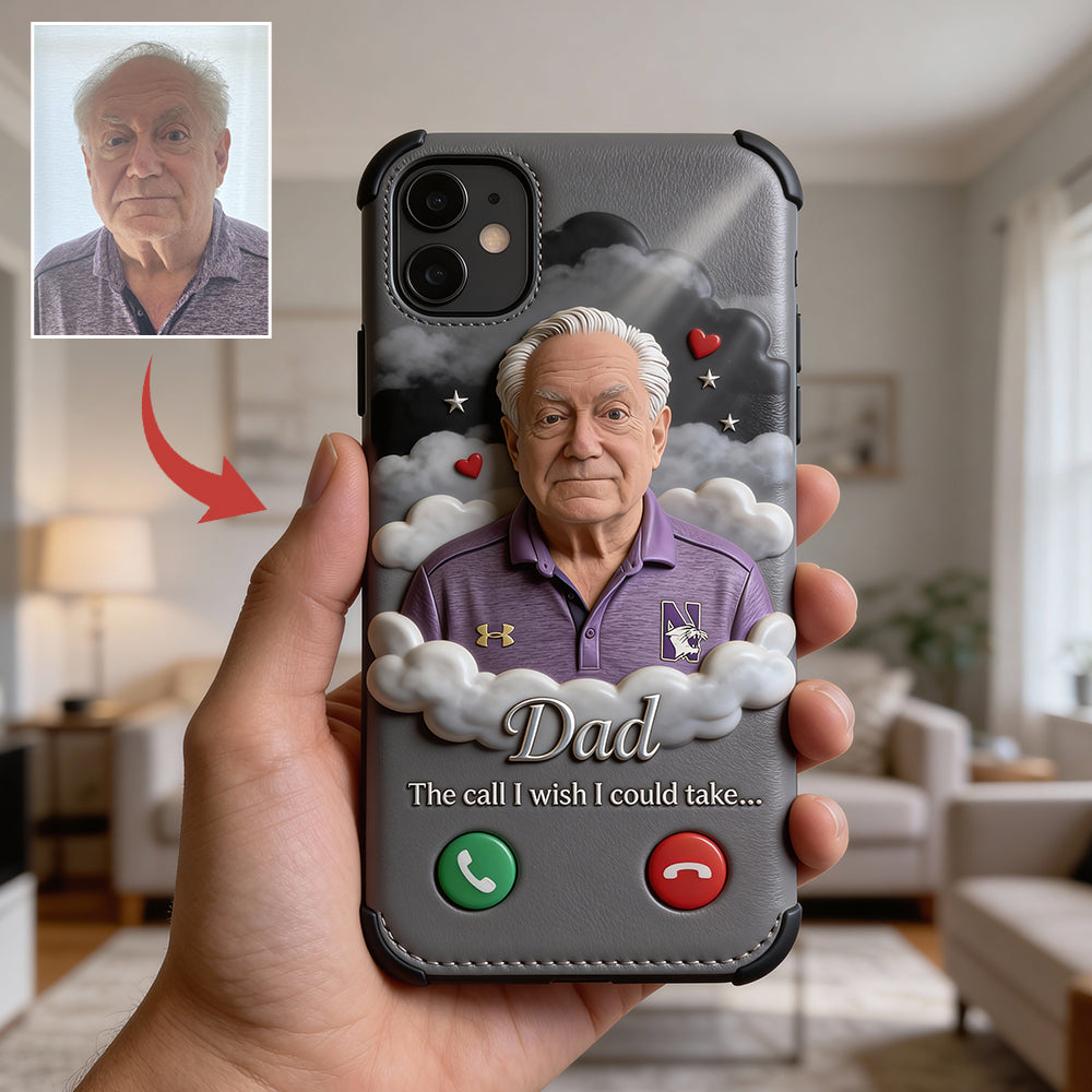 Personalized Older Man Grandpa Memorial Leather Phone Case Sympathy Gift