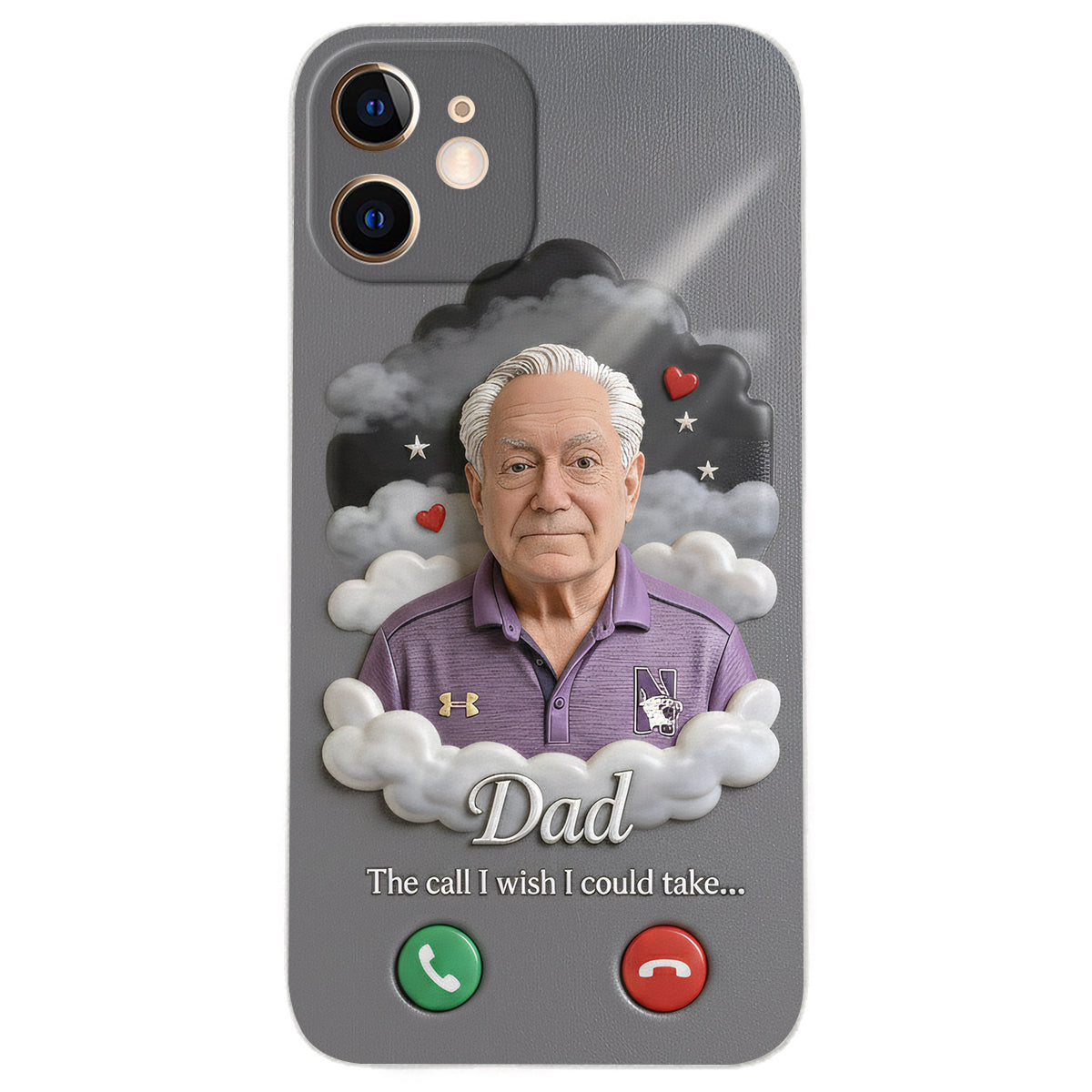 Personalized Older Black Man Grandpa Memorial Leather Phone Case