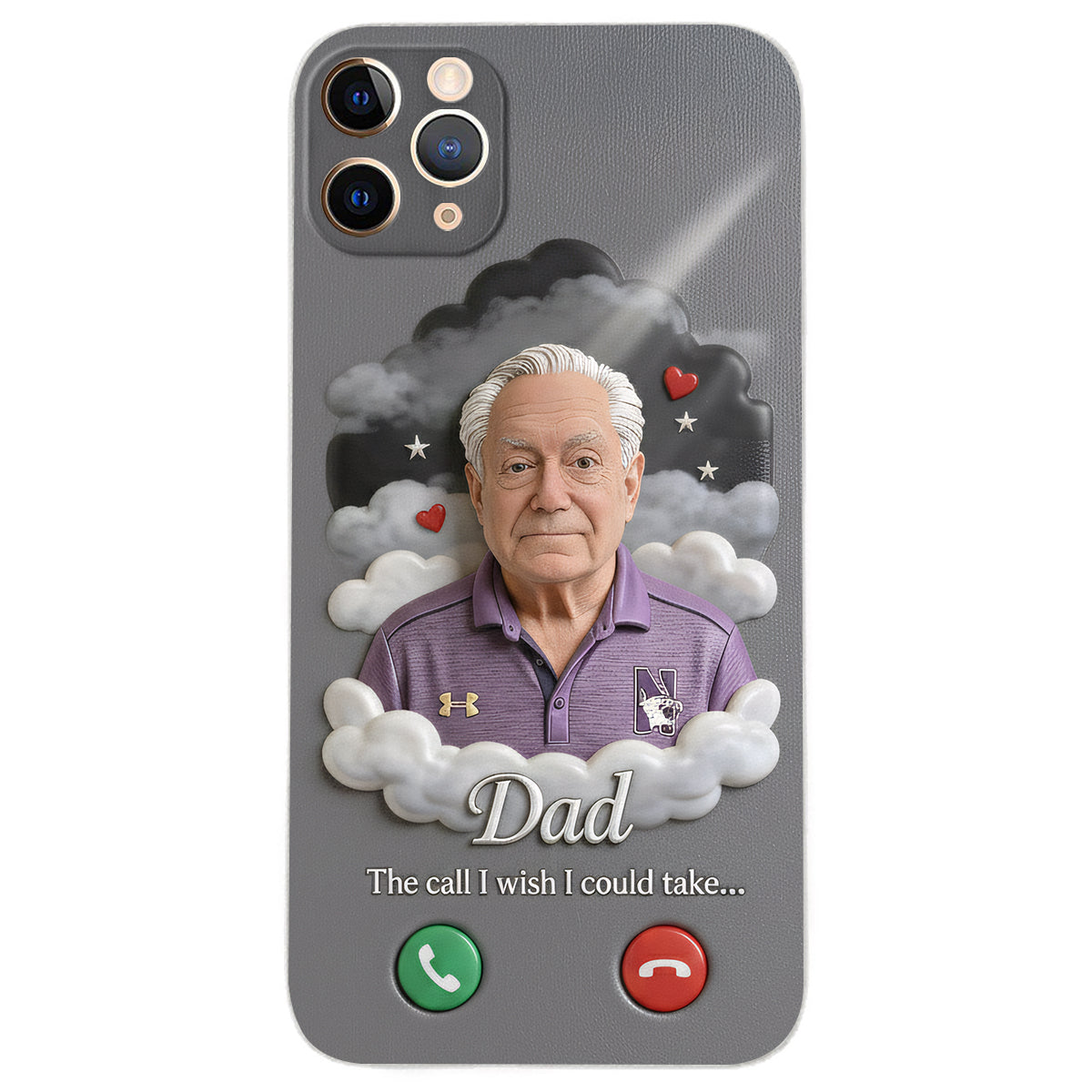 Personalized Older Black Man Grandpa Memorial Leather Phone Case