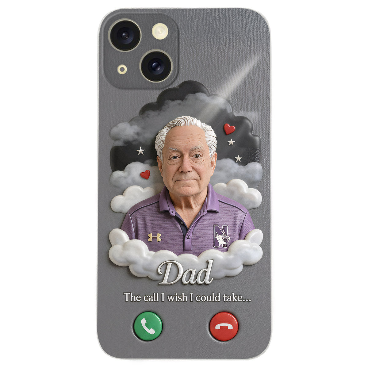 Personalized Older Black Man Grandpa Memorial Leather Phone Case