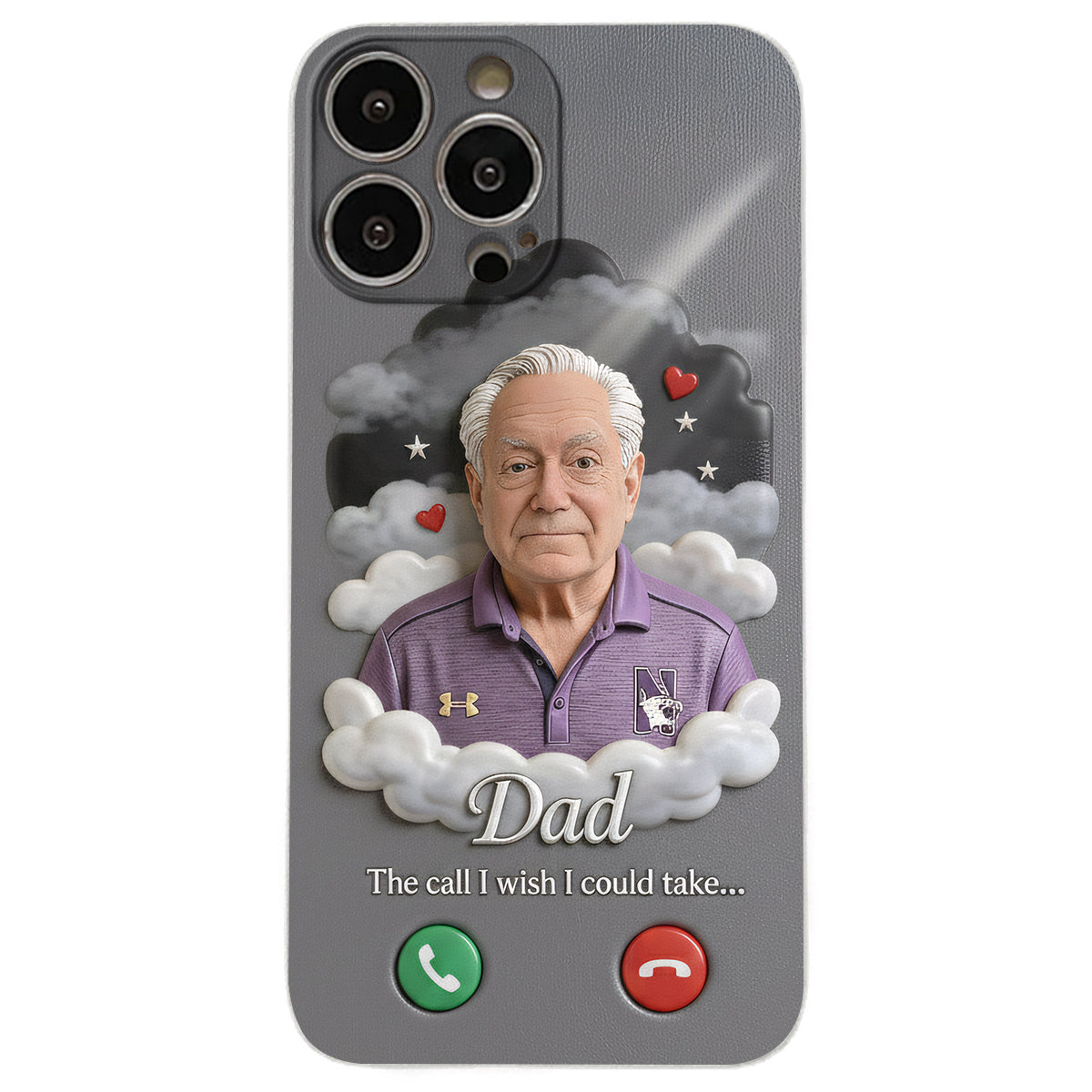 Personalized Older Black Man Grandpa Memorial Leather Phone Case