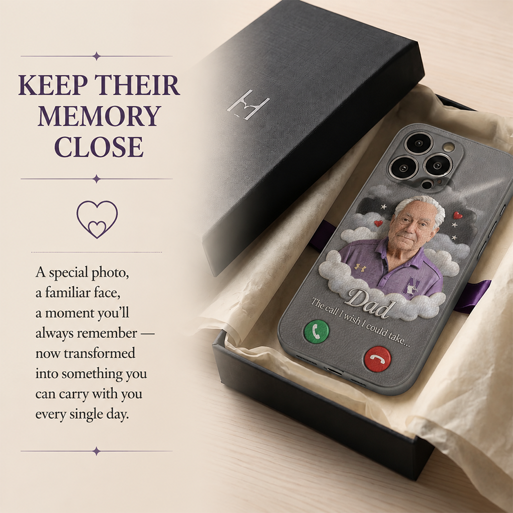 Personalized Older Black Man Grandpa Memorial Leather Phone Case