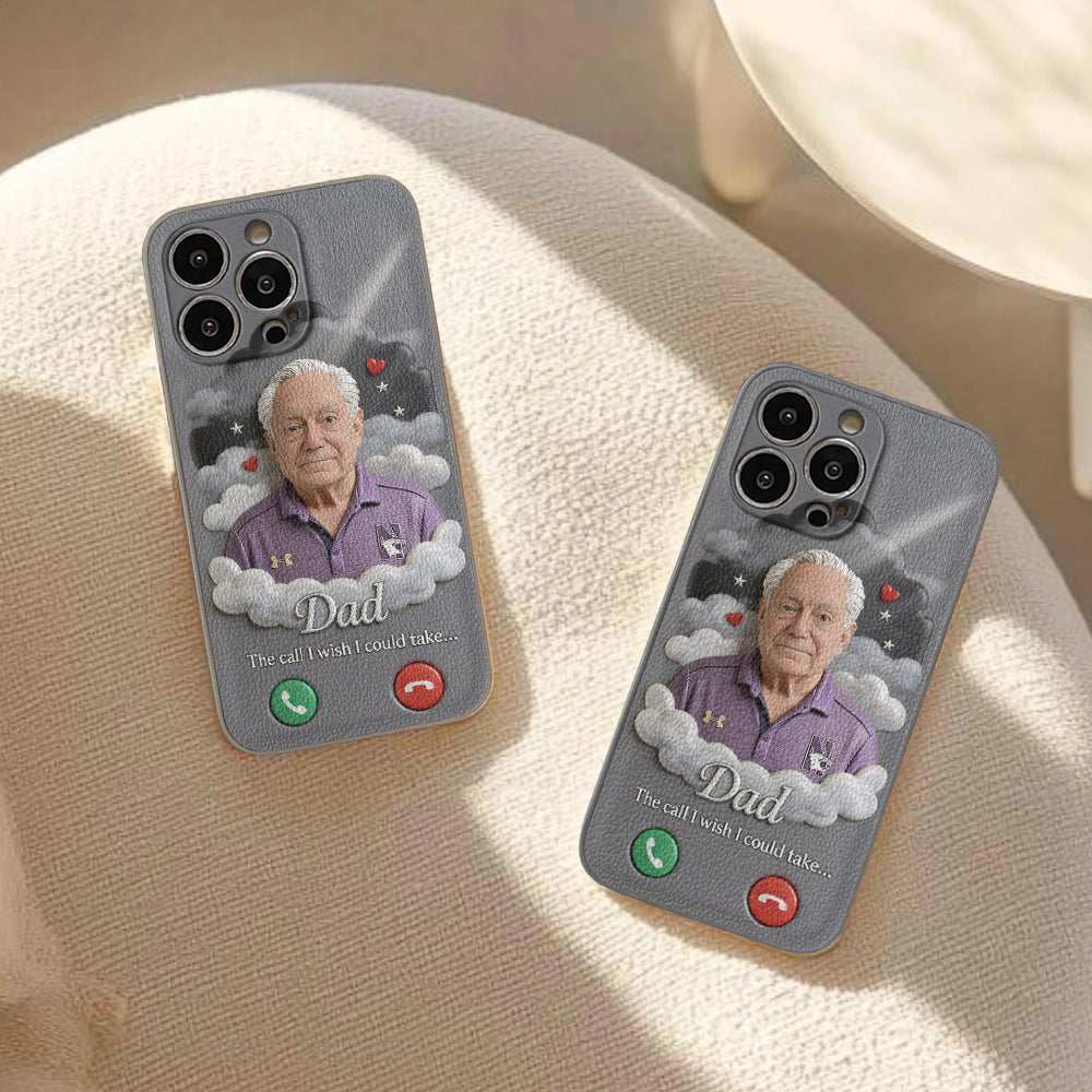 Personalized Older Black Man Grandpa Memorial Leather Phone Case