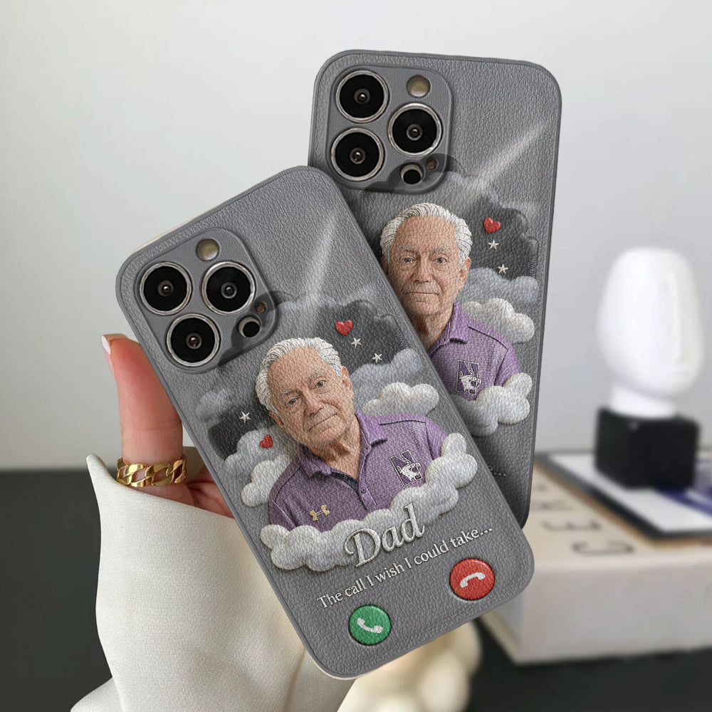 Personalized Older Black Man Grandpa Memorial Leather Phone Case