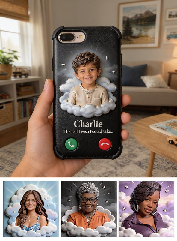 Personalized Latino Little Boy Memorial Leather Phone Case Sympathy Keepsake