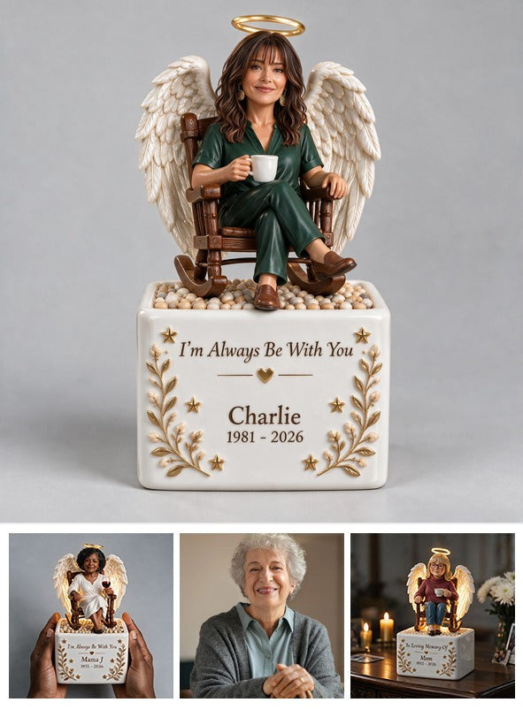 Personalized Middle-Aged Latina Woman Memorial LED Light Ceramic Pot Keepsake Gift