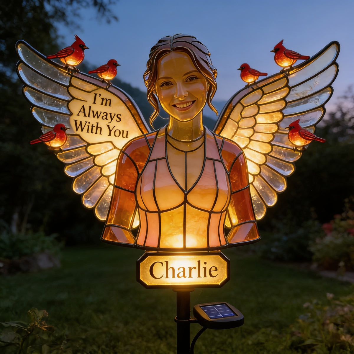 Personalized Woman Memorial Solar Garden Light I'm Always With You Sympathy Decor