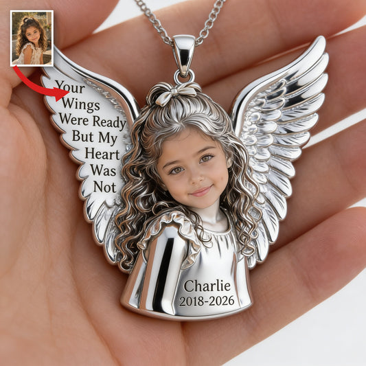 Personalized Latina Little Girl Memorial Angel Pendant Necklace