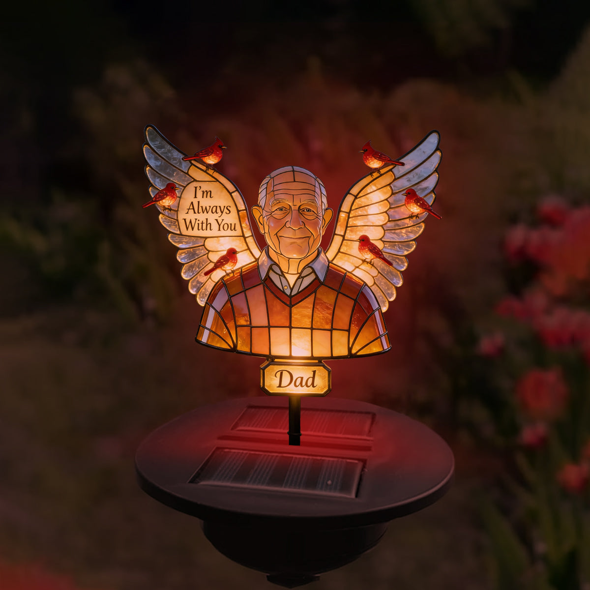 Personalized Middle-Aged Black Woman Memorial Garden Solar Light Sympathy Gift