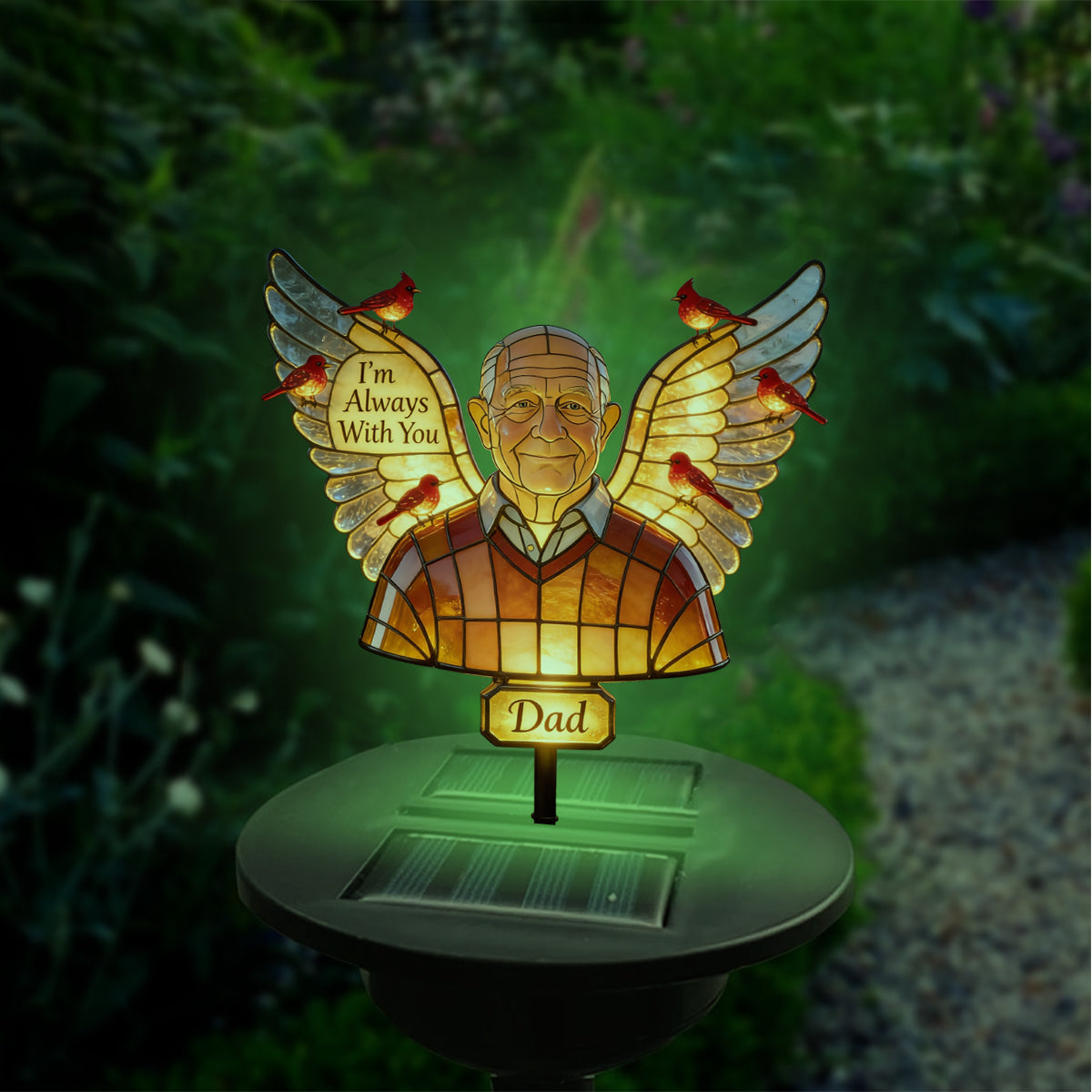 Personalized Middle-Aged Black Woman Memorial Garden Solar Light Sympathy Gift