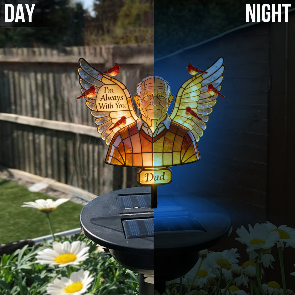 Personalized Middle-Aged Black Woman Memorial Garden Solar Light Sympathy Gift