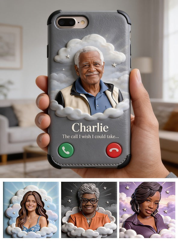 Personalized Older Black Man Grandpa Memorial Leather Phone Case