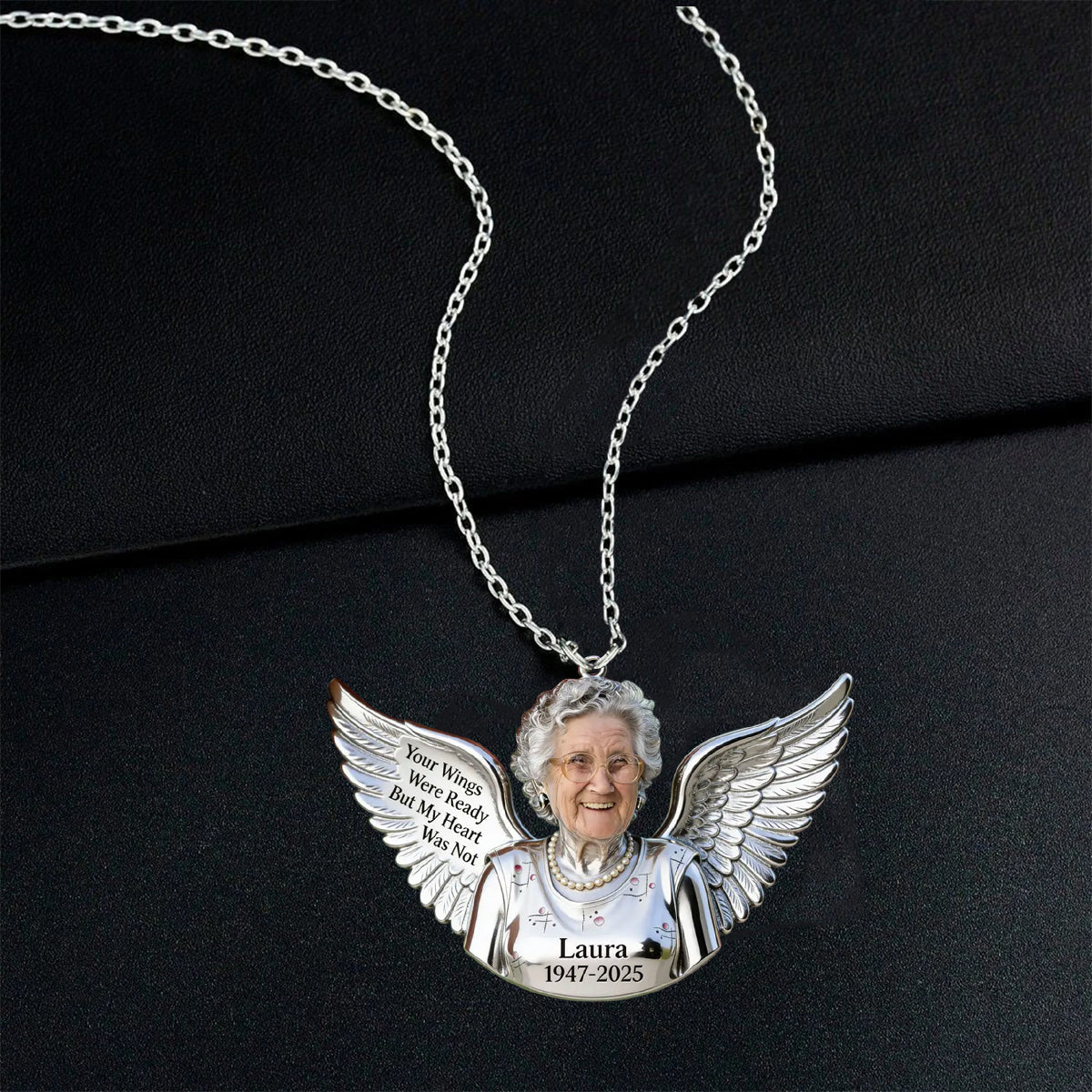 Personalized Black Little Girl Memorial Metal Pendant Necklace