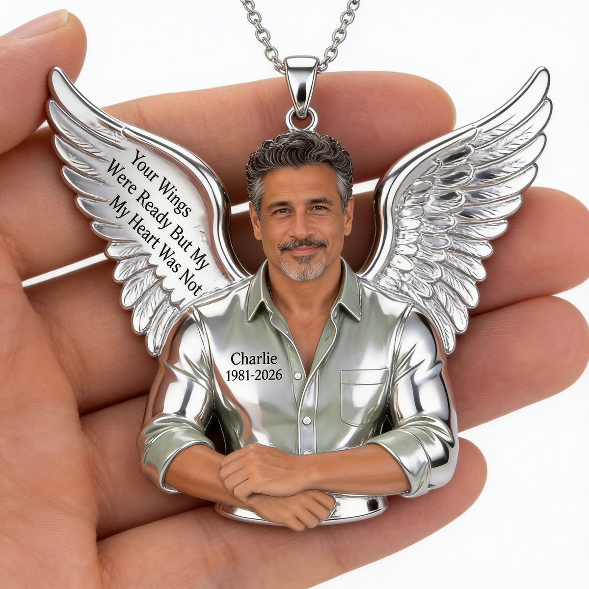 Personalized Memorial Middle-Aged Latino Man Metal Pendant Necklace Gift for Dad Husband