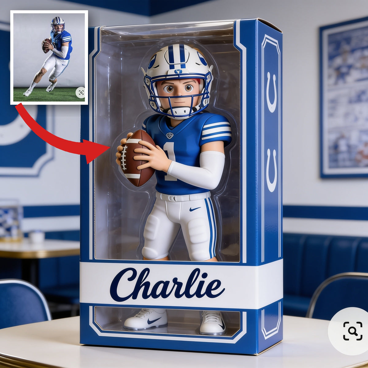 Personalized Latino American Football Player Shaped Acrylic Plaque, Football Fan Gift