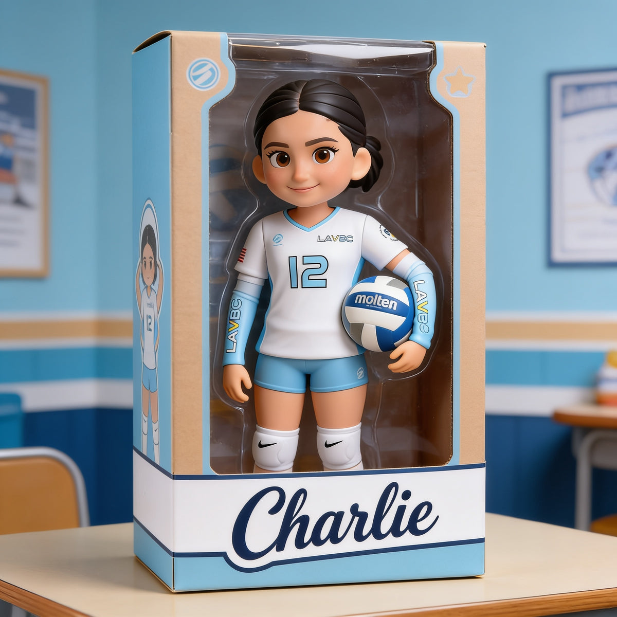 Personalized Latina Female Youth Volleyball Player Shaped Acrylic Plaque Sport Gift