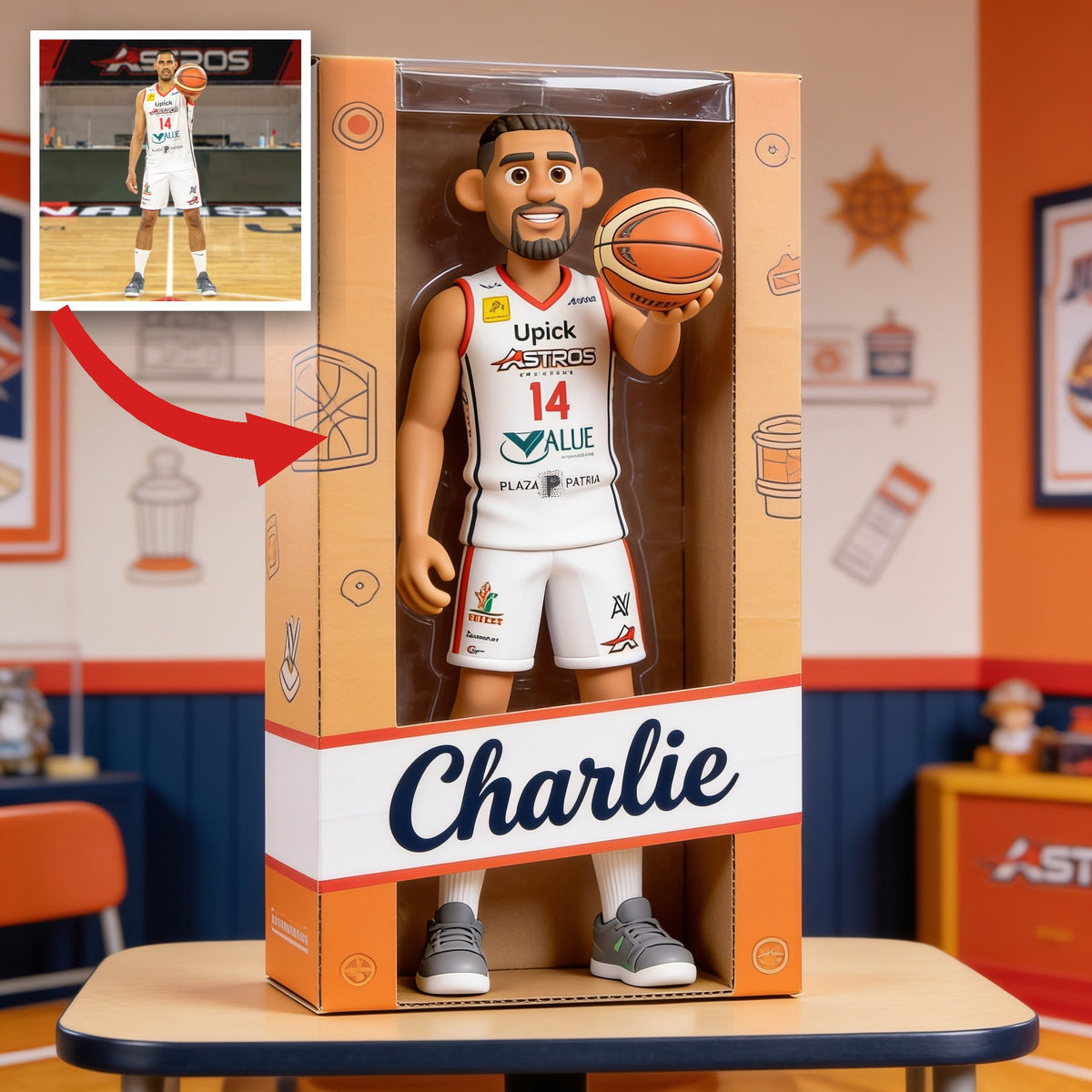 Personalized Latino Man Basketball Player Custom Shaped Acrylic Plaque Sports Fan Gift