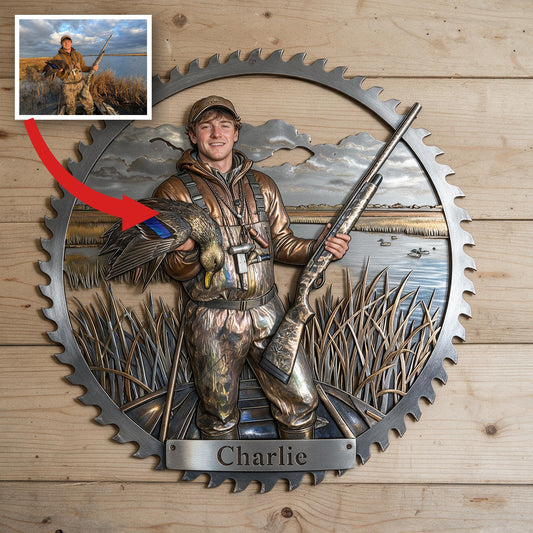Personalized Duck Hunter 3D Cut Metal Sign Hunting Wall Decor