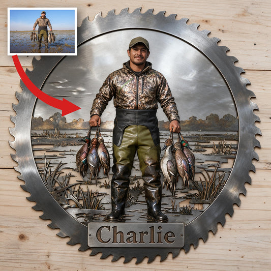 Personalized Latino Duck Hunter 3D Cut Metal Sign Hunting Wall Decor