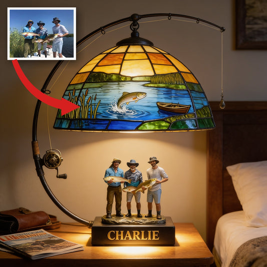 Personalized Fishing Group Acrylic LED Night Light, Fishing Lovers Gift
