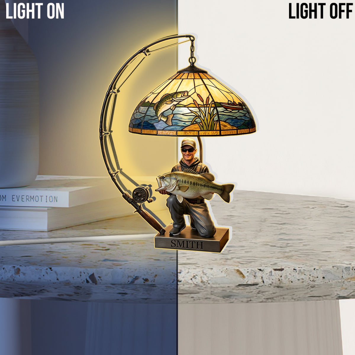 Personalized Fishing Group Acrylic LED Night Light, Fishing Lovers Gift