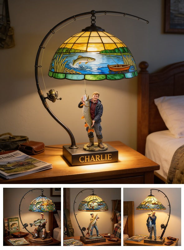 Personalized Fisherman Acrylic LED Night Light - Fishing Lover Gift Home Decor