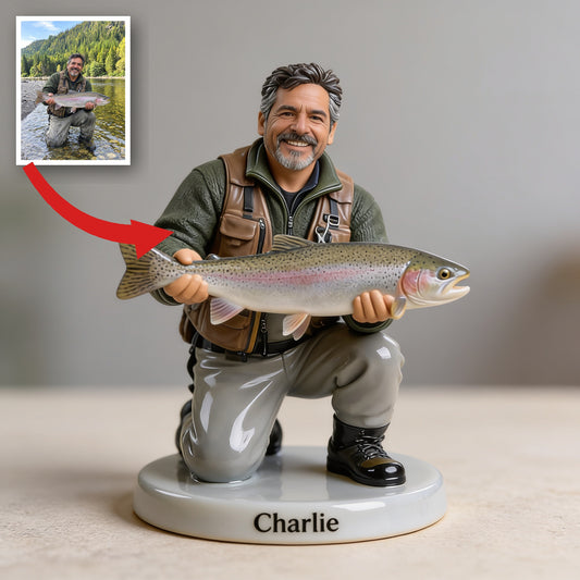 Personalisierte 3D-Figur eines mittelalten Latino-Fischers