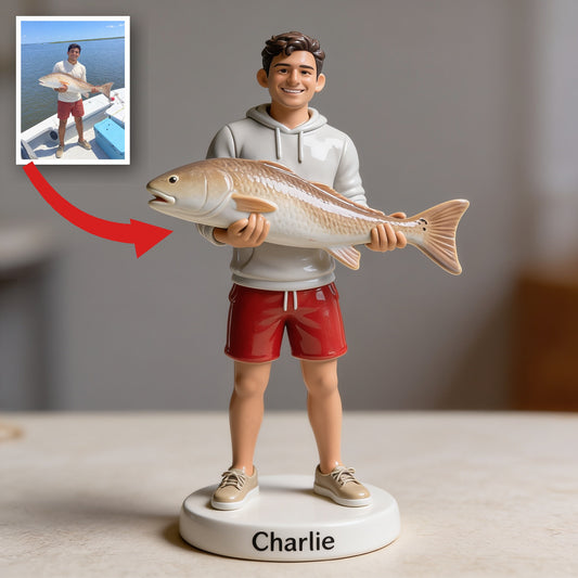 Personalisierte Latino Fischer 3D Figurine Individuelles Angelgeschenk