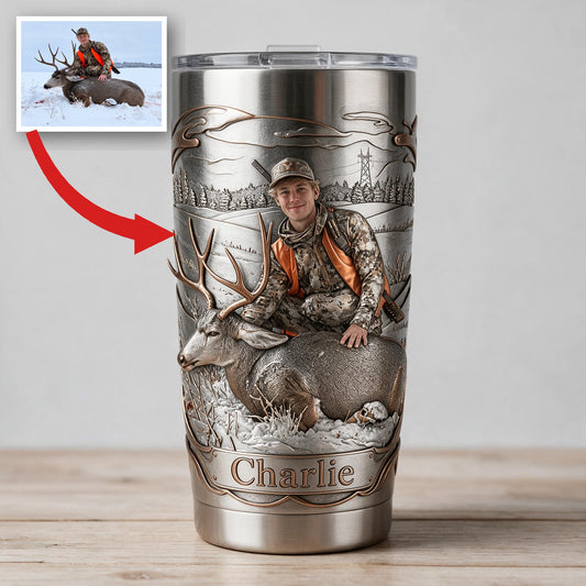 Personalisierter Jäger mit Tumbler für die Hirschjagd