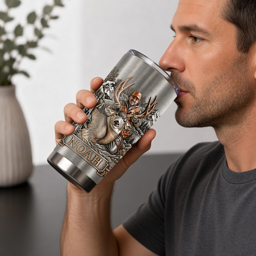 Personalized Custom Photo Hunting Group with Deer Tumbler Hunting Gift