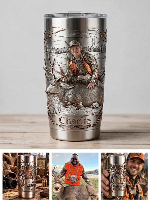 Personalized Hunter with Deer Hunting Tumbler