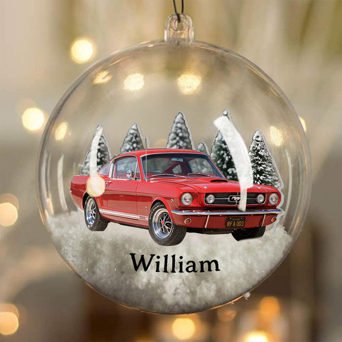Personalized Christmas White Ram Pickup Truck Snow Globe Ornament Truck Lover Gift