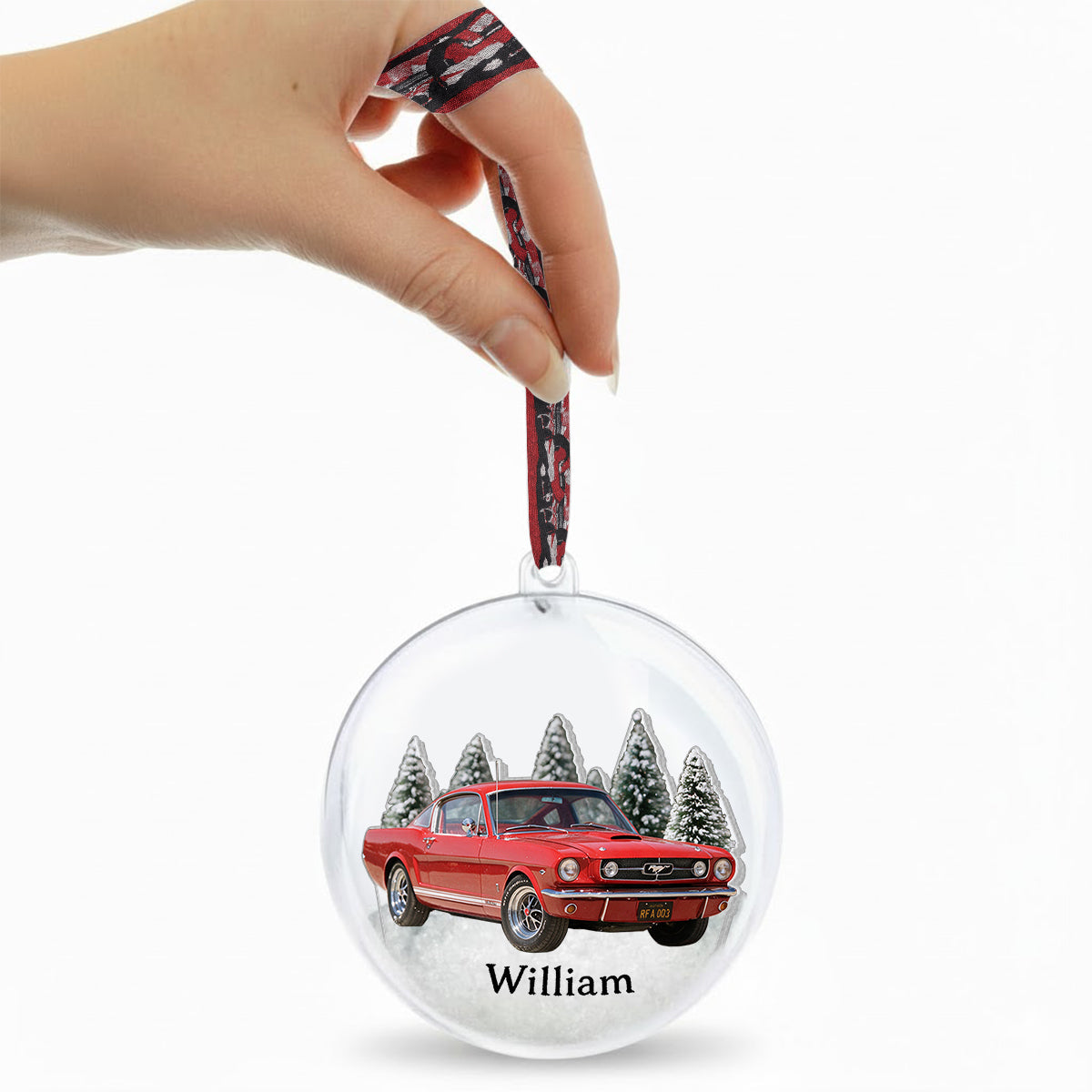 Personalized Christmas White Ford Pickup Truck Snow Globe Ornament Car Lover Gift