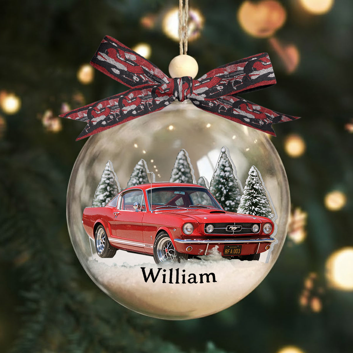 Personalized Christmas White Chevrolet Silverado Pickup Truck Snow Globe Ornament